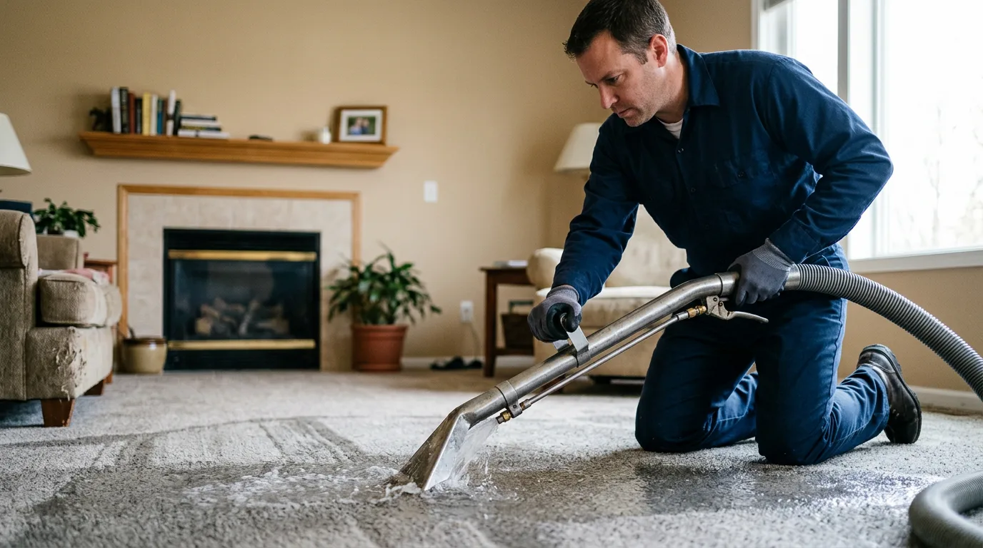 Water damage restoration technician working near Sebec, ME